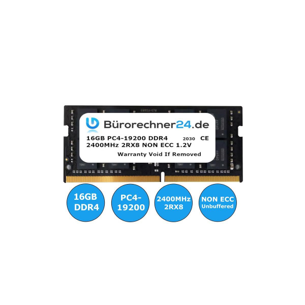 B&uuml;rorechner24.de 16GB DDR4 SODIMM Laptop-RAM | PC4-19200 | 2400MHz 2RX8 | NON ECC | 1,2V