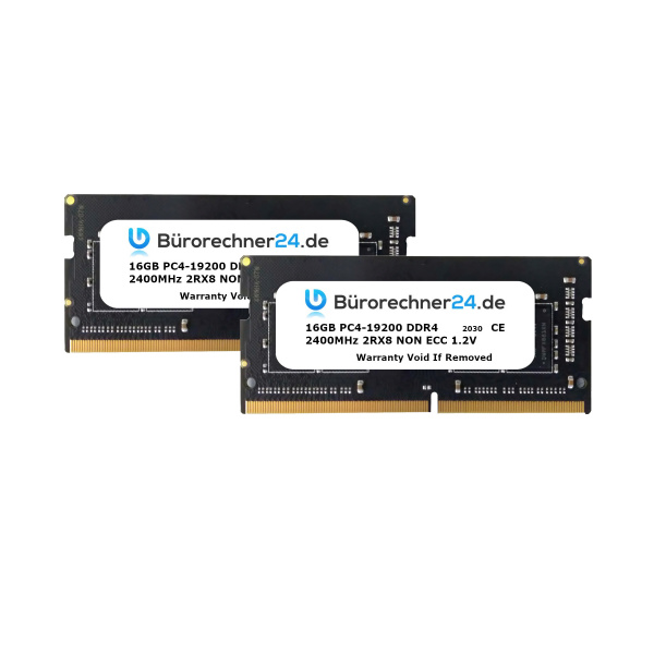 Bürorechner24.de 32GB Kit DDR4 SODIMM Laptop-RAM | 2 x 16GB | PC4-19200 | 2400MHz 2RX8 | NON ECC | 1,2V